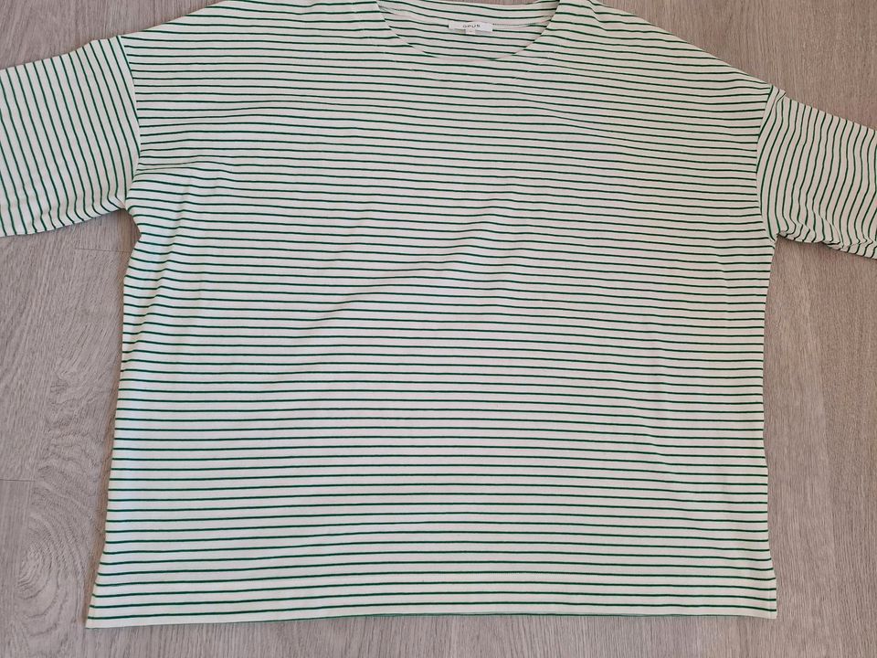 Shirt 3/4 Arm weiß grün gestreift Größe L von Opus in Staudt