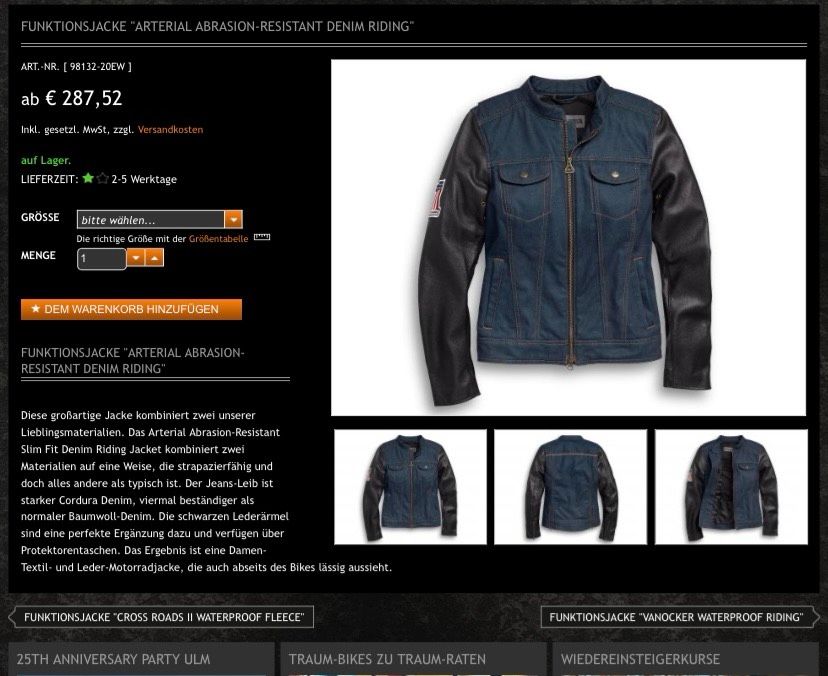 Harley Davidson Damen Motorrad Jacke in Bochum