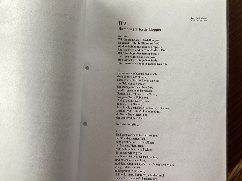 Liedgut  Shanty Chor , Sammlung Lieder  ,Texte von Shantys in Bergen auf Rügen