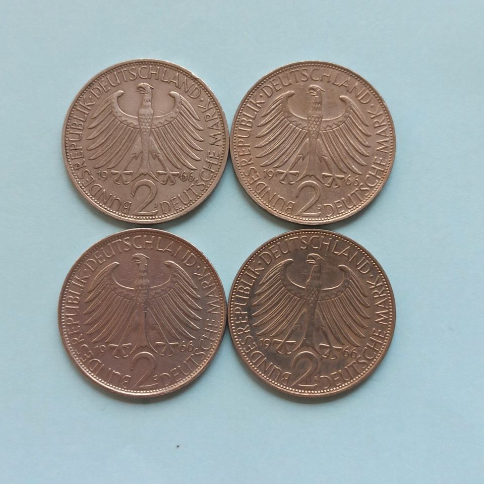 Deutschland  Münzen 4 X 2 DM Max Plank 1966 D F G J in Nienberge