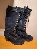 Stiefel 38 blau samtig Absatz Bayern - Tiefenbach Vorschau