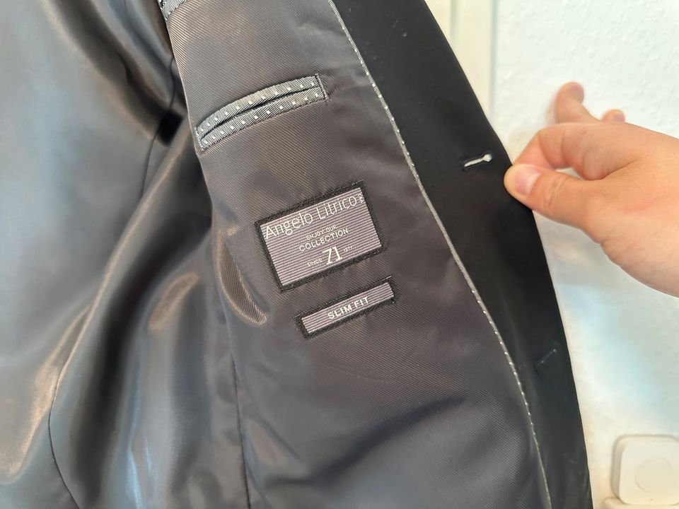 Herrenanzug schwarz C&A Slim Fit Jacket Gr. 94, Hose Gr. 90 in Karlsruhe