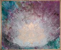 Acrylbild 50x60 Boho Lotus Mandala Gemälde Unikat glitzer Baden-Württemberg - Aulendorf Vorschau