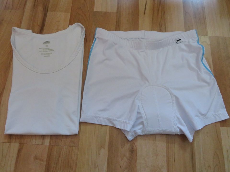 2x Sportunterwäsche, Hemd u. Radunterhose mit Polster,weiß,Gr.36 in Küps