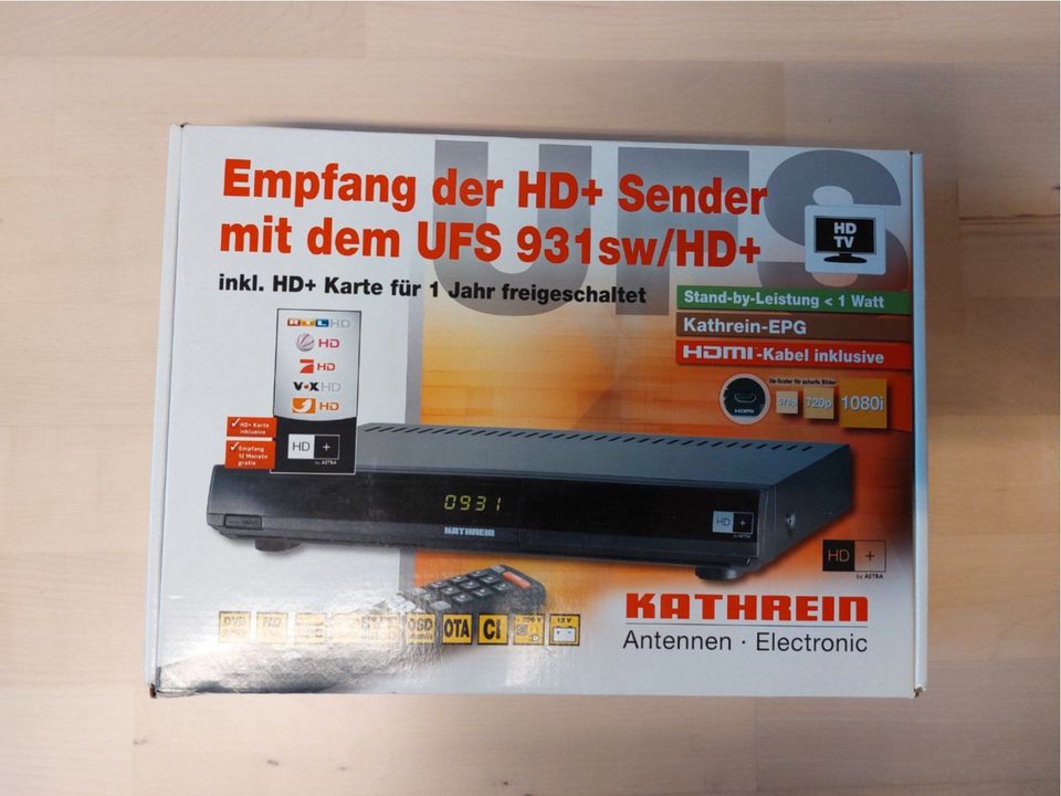Digitaler Kathrein Satelliten-Receiver UFS 931 sw/HD+ in Renquishausen