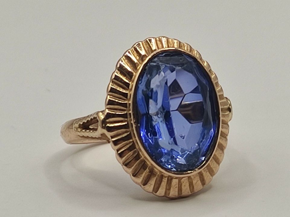 Antiker russischer 583 Gold Blautopas Ring 14k (585) Vintage in Reinstorf