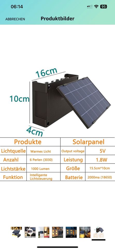 Solar Wandleuchte Aussen, Einstellbar led IP65 Wasserdicht in Dessau-Roßlau