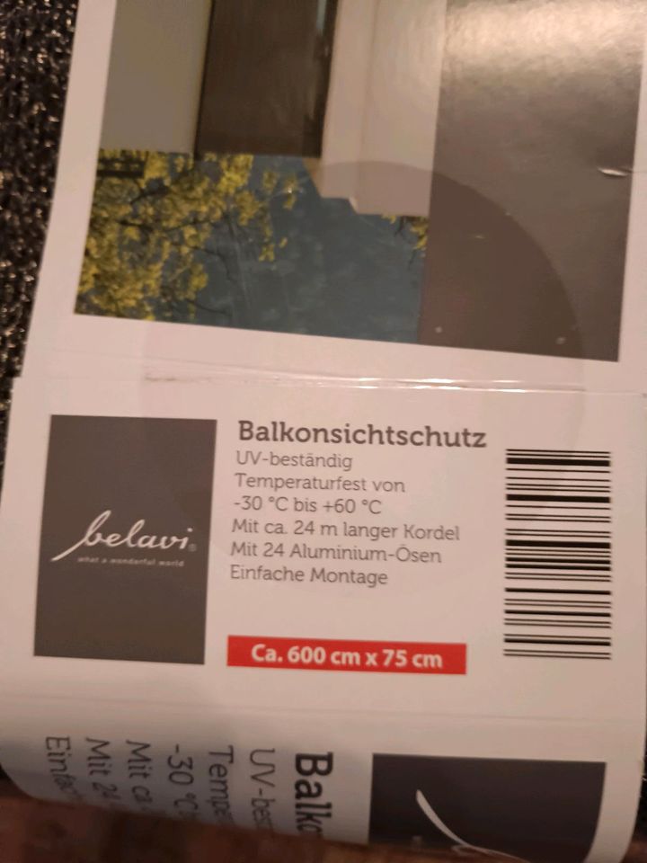 Balkonsichtschutz Anthrazit 600x75cm neu in Hof (Saale)