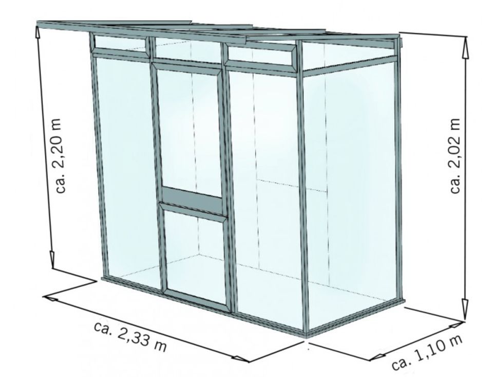 Gewächshaus KGT LINEA TYP I 2,33 x 1,10 m 2,56 m2 Höhe 2,20 m in Dorfen