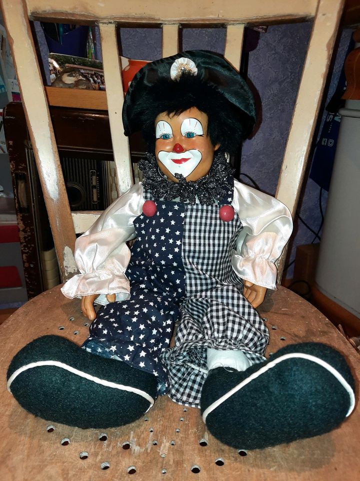 Kasma Vintage Porzellansammlerpuppe Clown mit bewegl.Gliedmaßen in Pirmasens