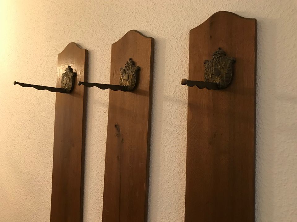 3-teilige Garderobe Holz Messing klappbar in Arnsberg