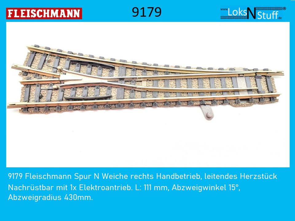 9179  9178 Fleischmann Spur N Weiche Handb. leitendes Herzstück in Eschwege