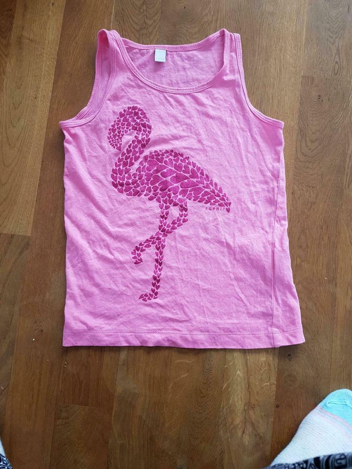 Esprit Flamingo Top ärmellos Pink Glitzer Gr. 116 122 wie neu in Nonnenhorn