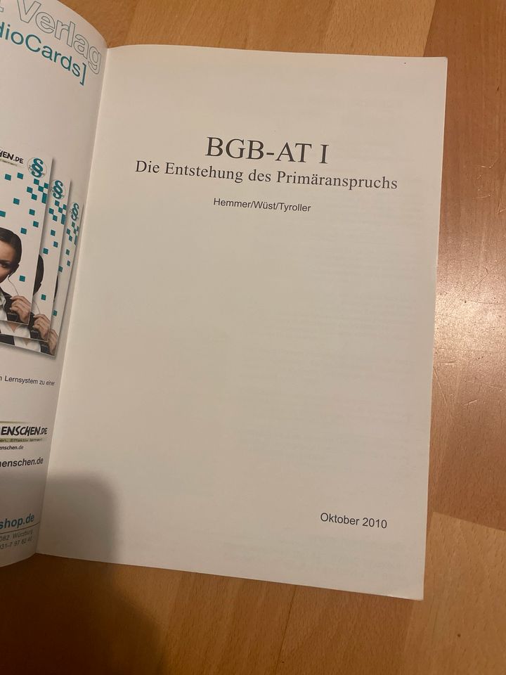 Hemmer-Skript BGB AT in Würzburg