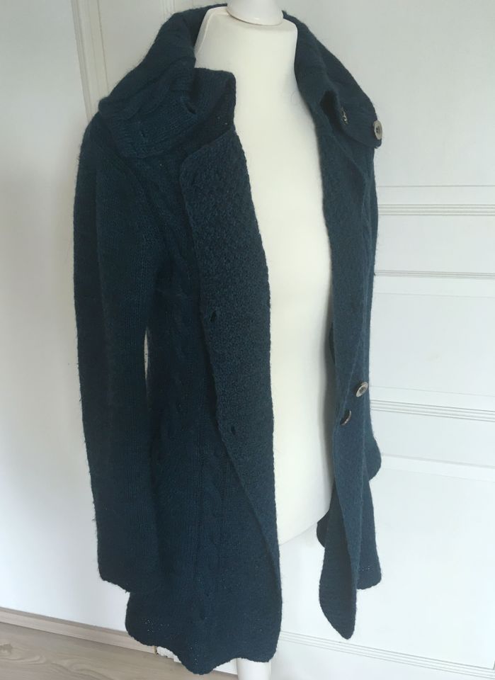 Wolle Mohair Long-Cardigan Strickjacke petrol Größe M 38 in Aachen