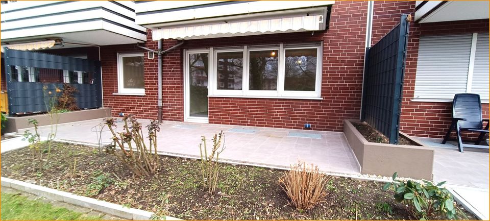 Schöne modernisierte 2-Zimmer-Souterrain-Wohnung mit großer Terrasse und Gartenzugang in Essen