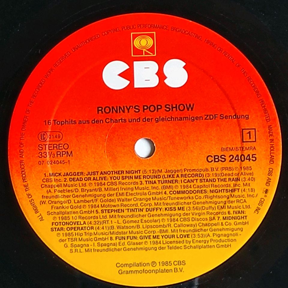 Vinyl-LP, Ronny's Pop Show, Hit-Sampler in Osnabrück