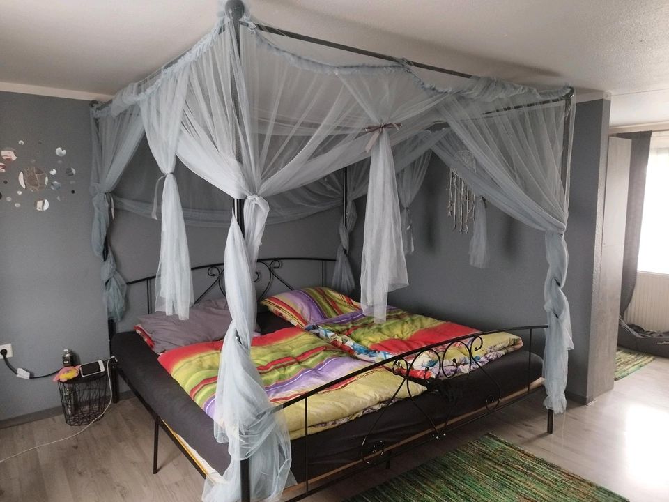 Schönes großes Bett 200×200 mit Matratze in Steinau an der Straße