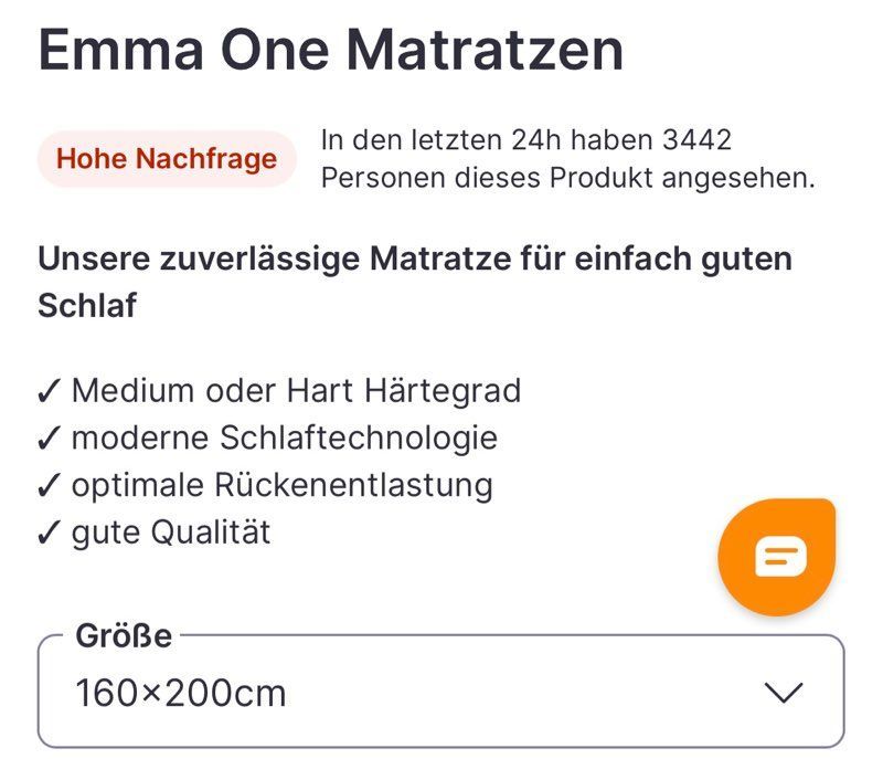 Emma one Matratze 160x200 hart in Frankfurt am Main