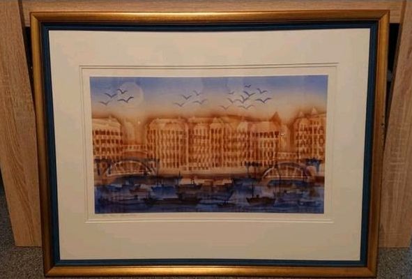 ⭐ Airbrush Paint Art Gemälde maritim Hafen "Bei den Speichern" in Hamburg