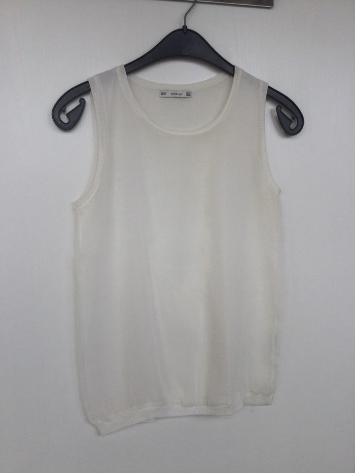 Zara T-Shirt Gr. S weiß/ beige Top ZUSTAND-Versand 2€ in Allensbach