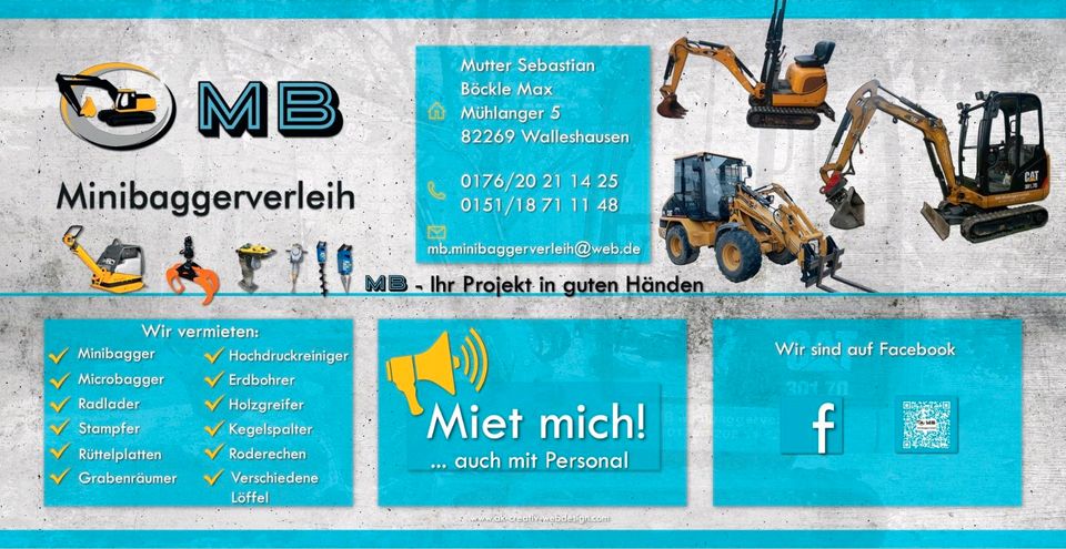 Microbagger 1t mieten Minibagger leihen in Geltendorf