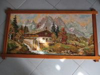 tolles Gobelin Bild mit Holzrahmen 95 x 50 cm Berge mit Alm Hessen - Wetter (Hessen) Vorschau