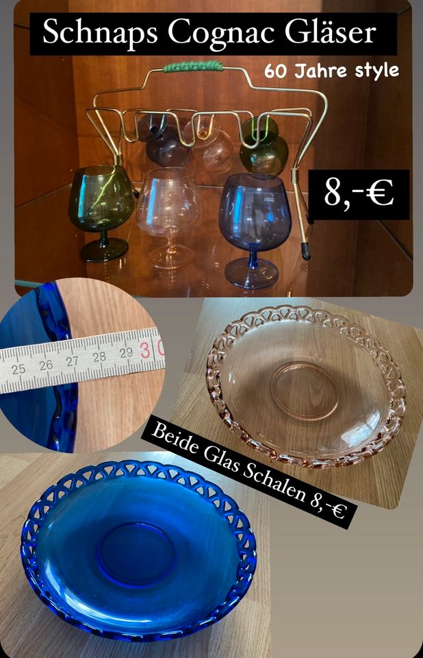 Schnaps Gläser, Cognac, Retro 60 Jahre/ 2 Glasschalen  Deko in Magdeburg