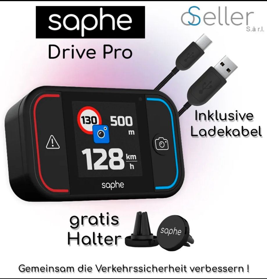Saphe Drive Pro Verkehrsalarm inkl. Halter & Ladekabel in Saarland