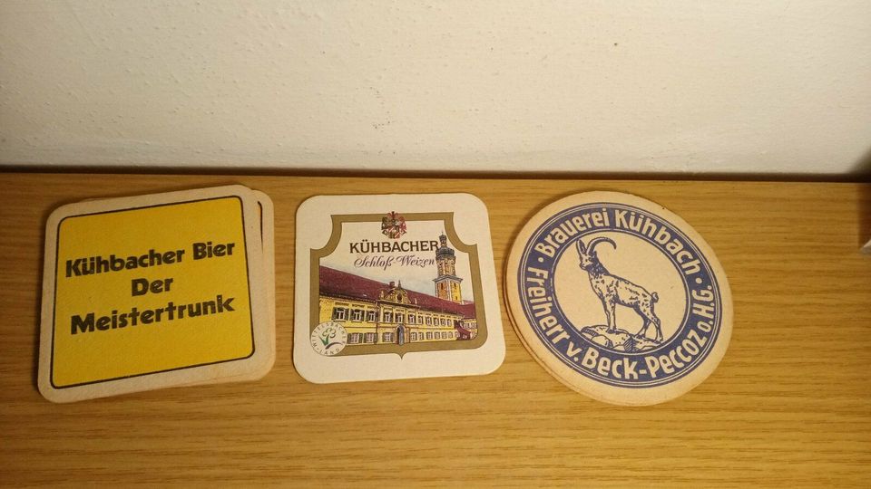 Kühbach Brauerei 3 versch. Bierdeckel Aichach Friedberg Augsburg in Dillingen (Donau)