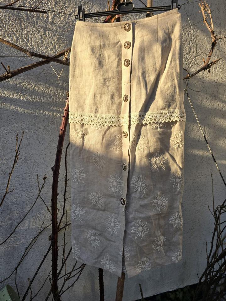 Rock/Dirndlrock Landhausstil Leinen beige, Gr. 34-36 in Unterschleißheim