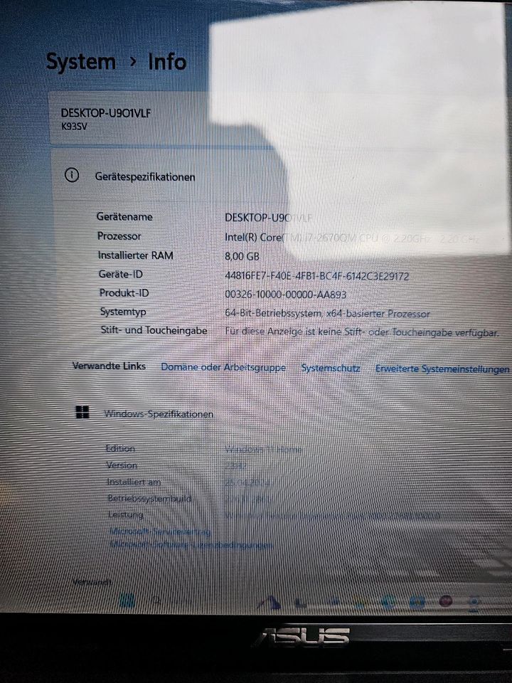 Asus 18.4zoll full HD i7 8gb ram Windows 11 in Leverkusen
