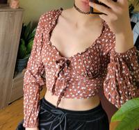 Vintage Crop Top Blumenmuster bauchfreies Hippie Oberteil Friedrichshain-Kreuzberg - Friedrichshain Vorschau