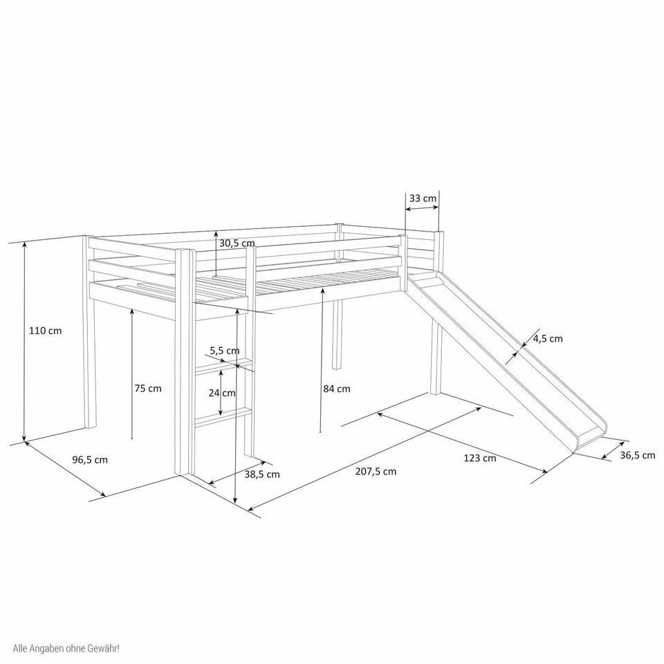 Hochbett Kinderbett Stockbett 90x200 cm Rutsche Tunnel VB199€* in Magdeburg