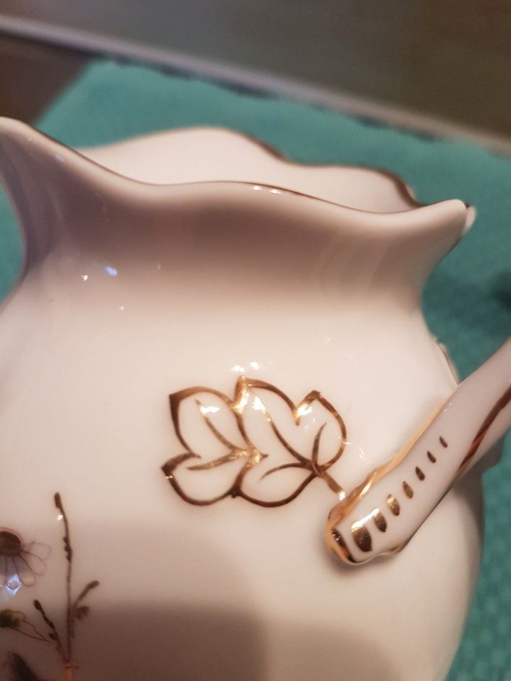 Set Kaffeekanne Milchkännchen Zuckerdose Vintage Porzellan in Jade