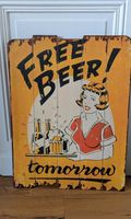 Bild, Holzmalerei, Vintage, Retro, 67x50cm, Free beer tomorrow Düsseldorf - Friedrichstadt Vorschau