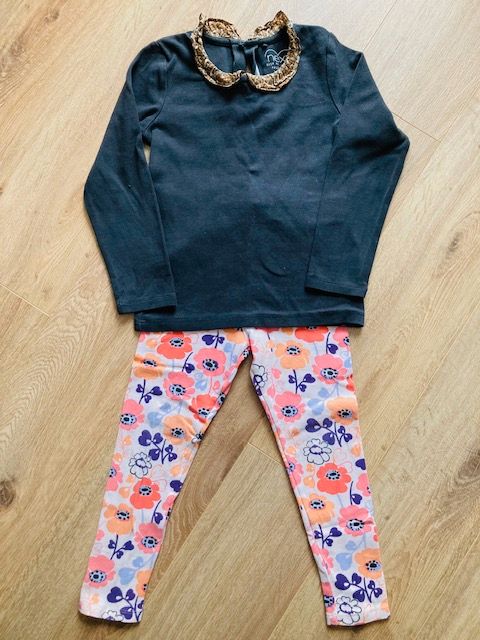 NEXT Mädchen Set Pullover Shirt floral Leggings Gr. 110 4-5 Jahre in Gundelfingen a. d. Donau