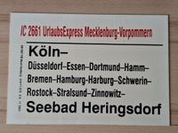 Original Zuglaufschild: IC 2661 Köln - Seebad Heringsdorf Niedersachsen - Seelze Vorschau