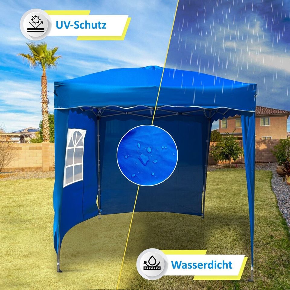 Faltpavillon 2x2 m ink 2 Seitenteile Wasserdicht Partyzelt BLAU in Essen