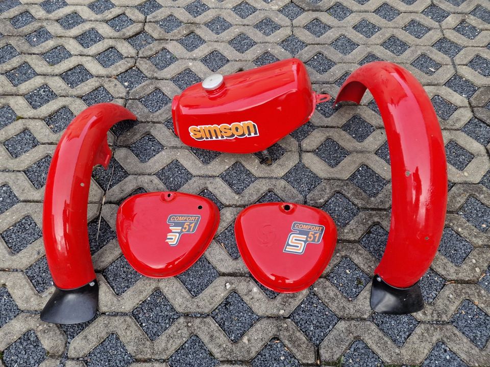 original Simson S51 Tankset und Kotflügel in Rot wie S71 Comfort in Radebeul