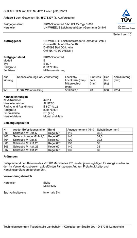 4xAlutec Alufelgen 8Jx17 EH2 ET30 Winterreifen 225/50 R17 98V BMW in Barntrup