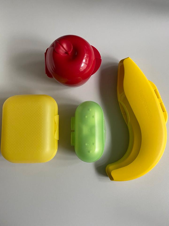 Tupperware Brotbox Dose Apfel Banane Frühstücksset 4 Teile in Stapelburg