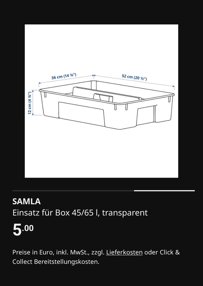 3 Samla Einsatz für 45l oder 65l Box in Hannover