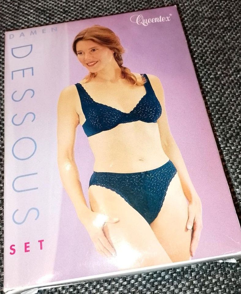 QUEENTEX Dessous Set blau 40 / 80 B BH + Slip neu in Lübbenau (Spreewald)