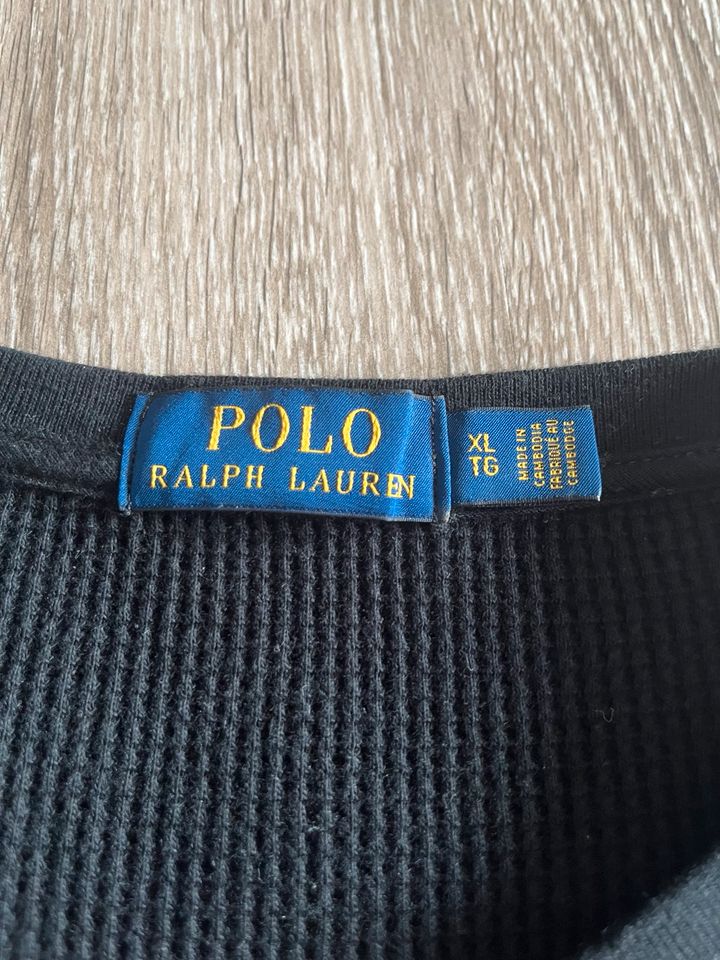 Ralph Lauren Longsleeve Langarm, waffelstruktur, schwarz,XL in Wertheim