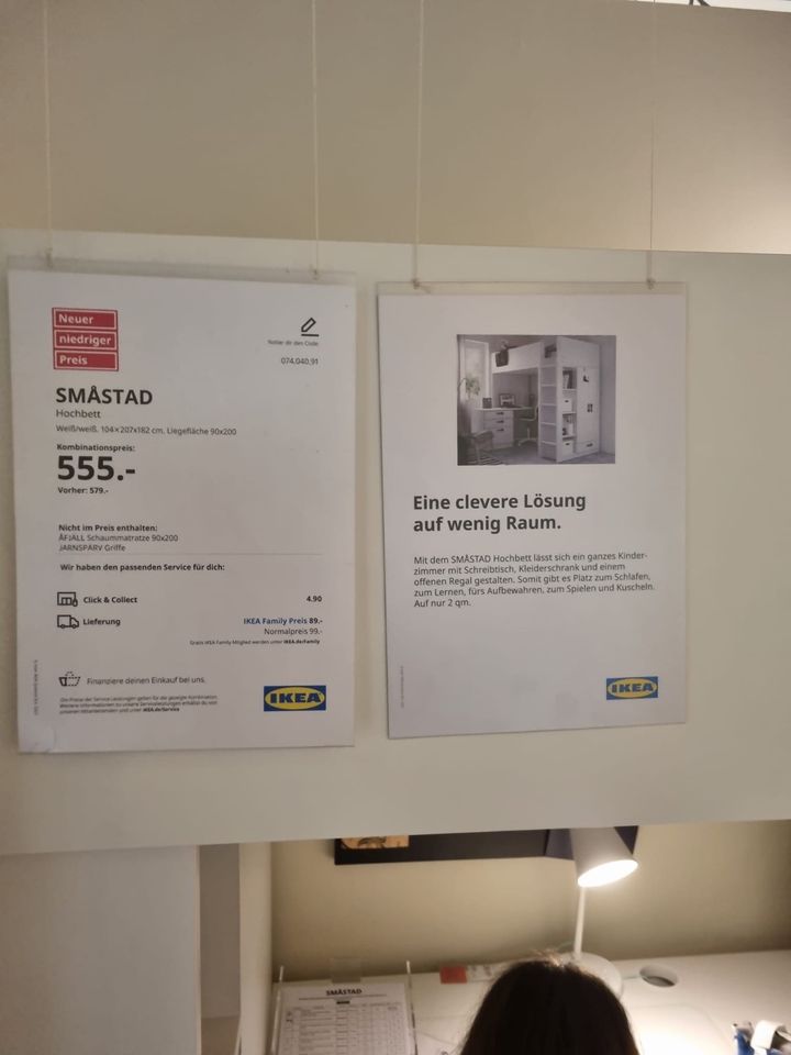 Bett Hochbett Kinderzimmer Schreibtisch und Schrank SMASTAD IKEA in Nürnberg (Mittelfr)