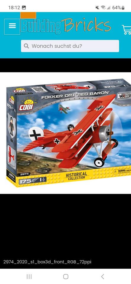 Cobi 2974 Fokker DR1 Roter Baron - Erstausgabe 18 in Jersbek