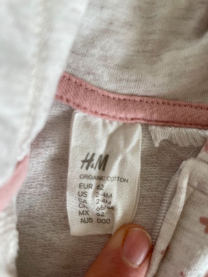 Beiger Overall mit rosa Blumen Jerseyanzug H&M 62 in Pliezhausen