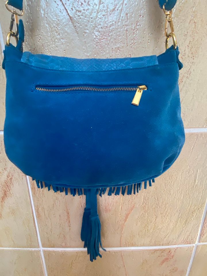 Handtasche Manoukian, Wildleder, blau in Amberg