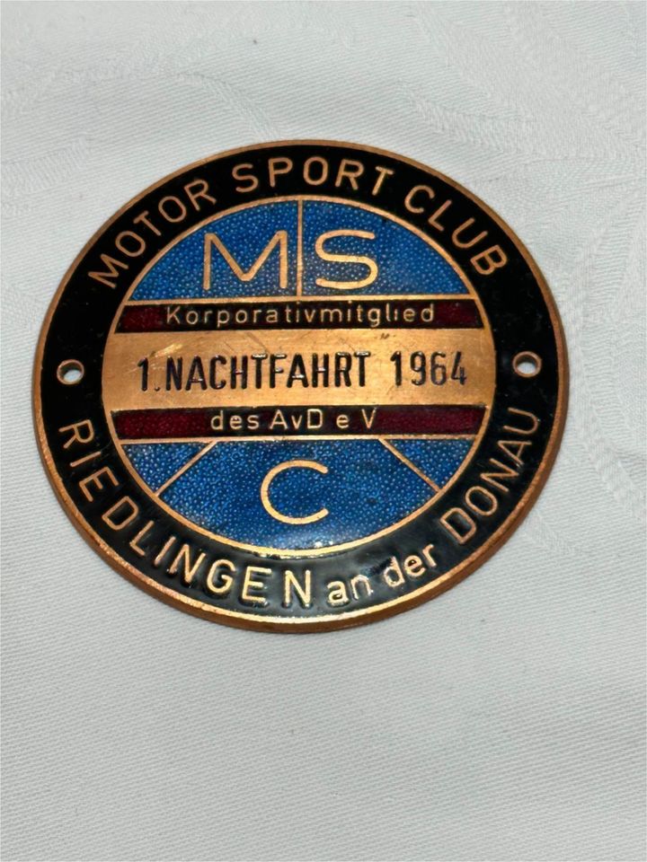 Plakette MSC Riedlingen Donau 1.Nachtfahrt 1964 /VB 45.-€* in Rüsselsheim